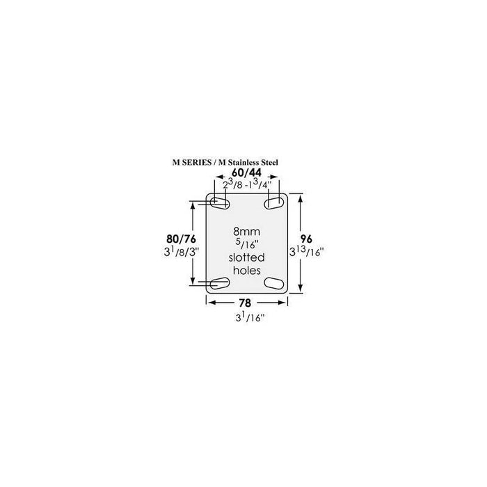 140kg Rated M Stainless Steel Series Castor - 100mm - Swivel With Brake