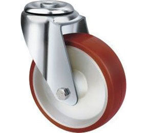 140kg Rated Urethane on Nylon Castor - 80mm - Bolt Hole