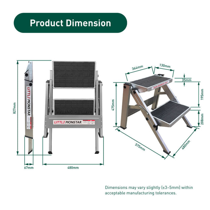 150kg Rated - 2 Step Camping Step Ladder