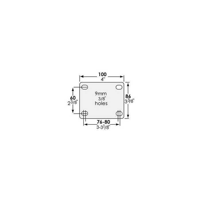 150kg Rated J Series Heavy Duty Castor -  100mm - Fixed