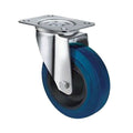 180kg Rated Blue Rubber Castor - 125mm - Swivel Plate
