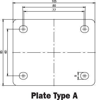 190kg Rated Stainless Steel Nylon Castor - 100mm - Swivel Plate