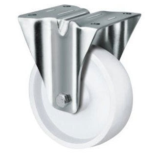 190kg Rated White Nylon Castor - 100mm - Fixed