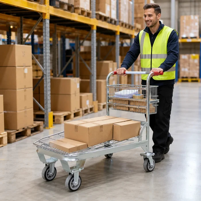 200kg Rated Nesting Cargo Trolley with Basket