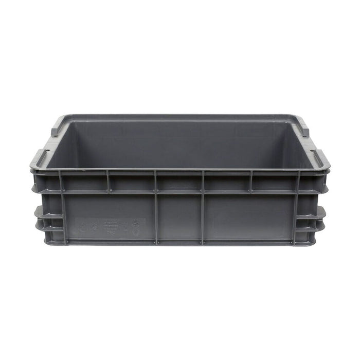 25L Plastic Crate Solid Base Auto - Grey