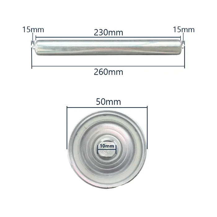 260 x 50mm Steel Conveyor Roller