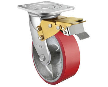 350kg Rated Urethane Castor - 150mm - Swivel With Brake