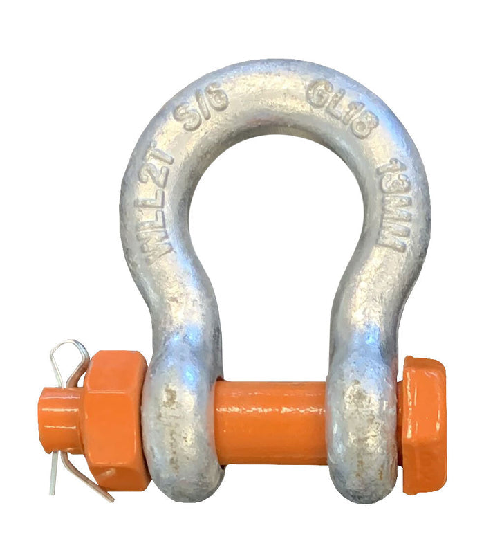 35mm - Grade S Alloy Steel Safety Pin Bow Shackles - 13500kg Rated
