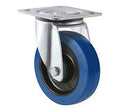 400kg Rated Blue Rubber Castor - 200mm - Swivel Plate