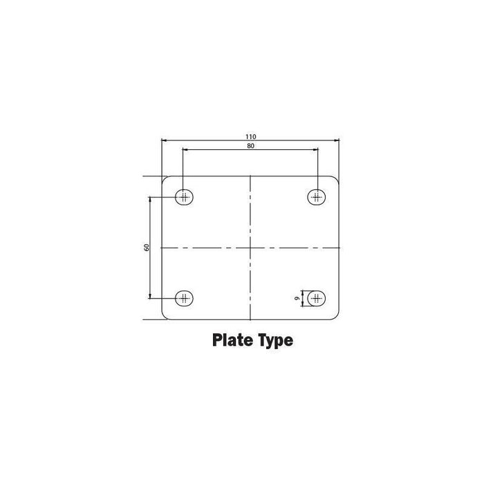 400kg Rated Low Profile heavy Duty Castor - 75mm - Fixed