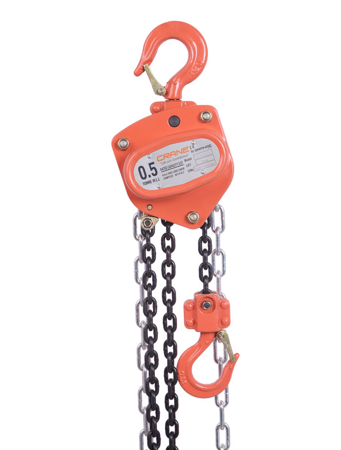 500kg Rated CRANE TOUGH G80 Chain Block - 3.0m