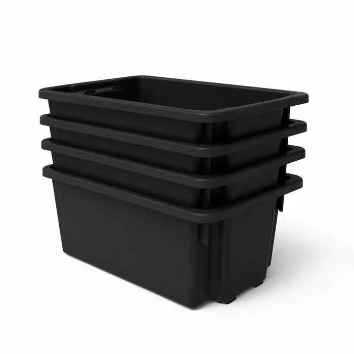 52L Black Recycled Plastic Crate Stack & Nest Container