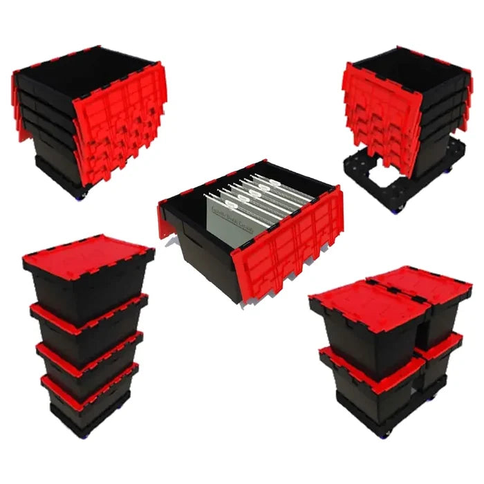 68L Plastic Crate Security With Red Lid