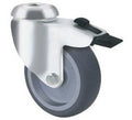 75kg Rated General Grey Rubber Castor - Bolt Hole with Brake