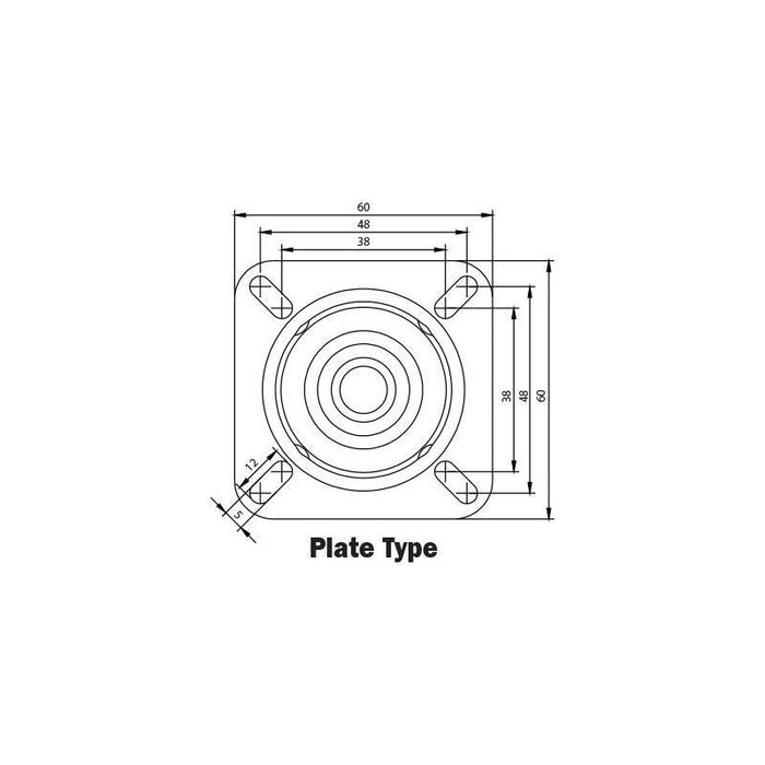 75kg Rated Grey Rubber Castor - 100mm - Swivel Brake