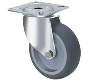 75kg Rated Grey Rubber Castor - 100mm - Swivel Plate