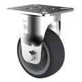 75kg Rated Grey Rubber Castor - 75mm - Fixed Rigid