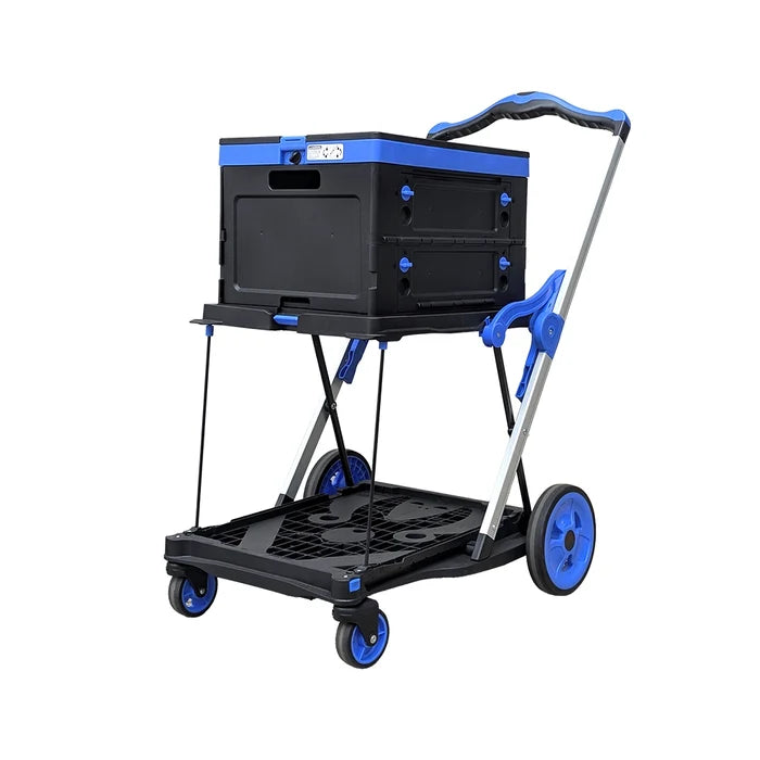 90kg Folding Trolley with Collapsible Basket and Lid