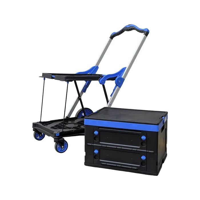 90kg Folding Trolley with Collapsible Basket and Lid