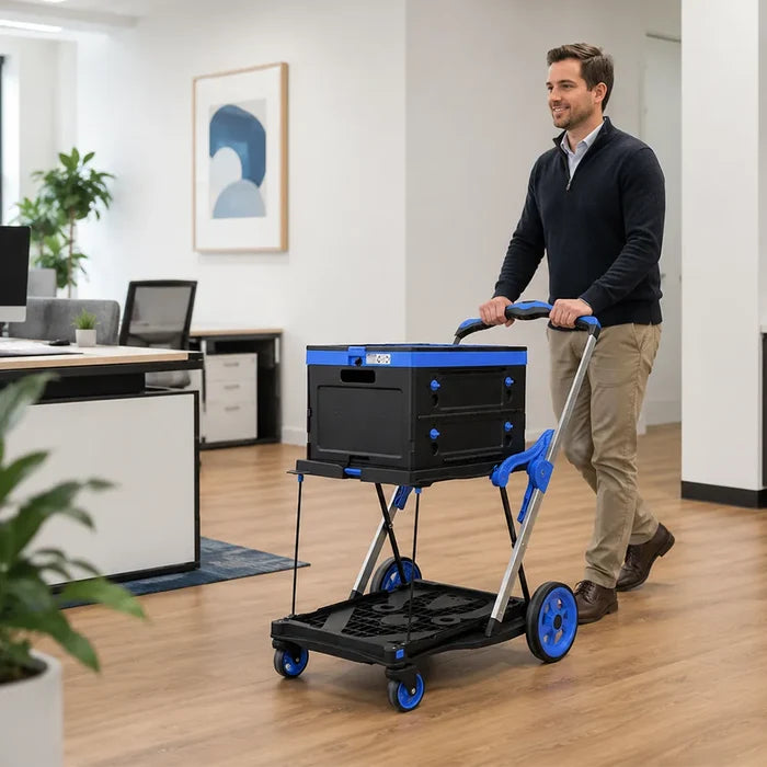 90kg Folding Trolley with Collapsible Basket and Lid