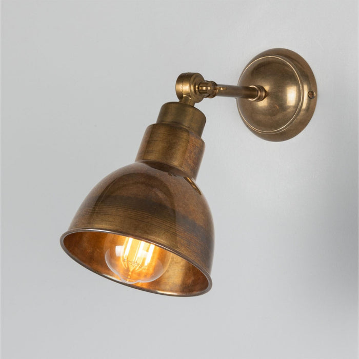 Baku Brass Wall Light with adjustable arm and vintage industrial design