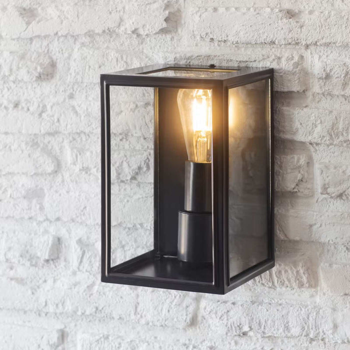 Small Belgrave Outdoor Lantern wall light with powder-coated steel and clear glass for patios and doorways