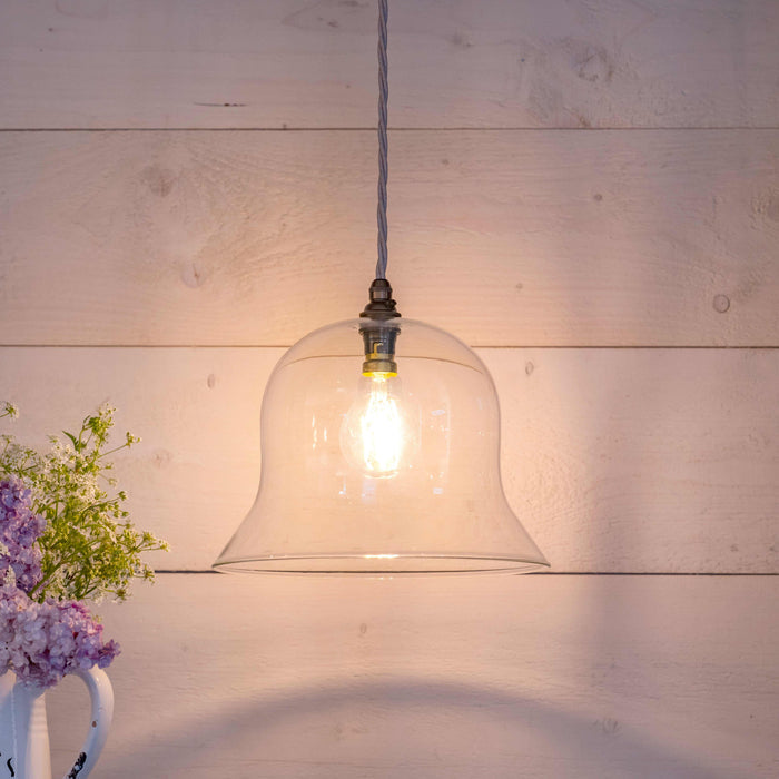 Bodium Large Clear Glass Pendant Light with adjustable flex for modern home decor
