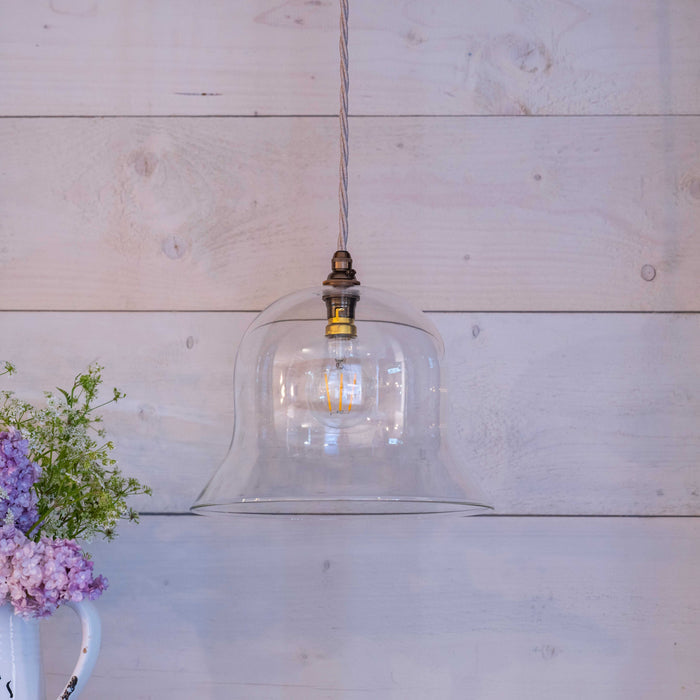 Bodium Large Clear Glass Pendant Light with adjustable flex and modern design