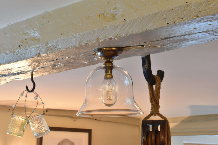 Bodium Medium Clear Glass Shade flush ceiling light with hand-blown bell glass for low ceilings