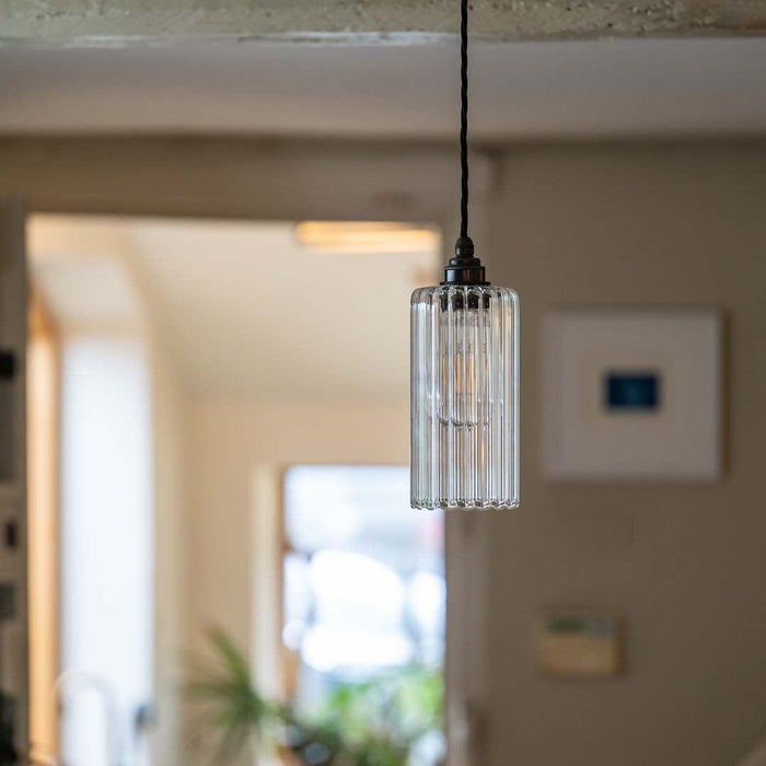 Brook Small Ribbed Glass Pendant Light