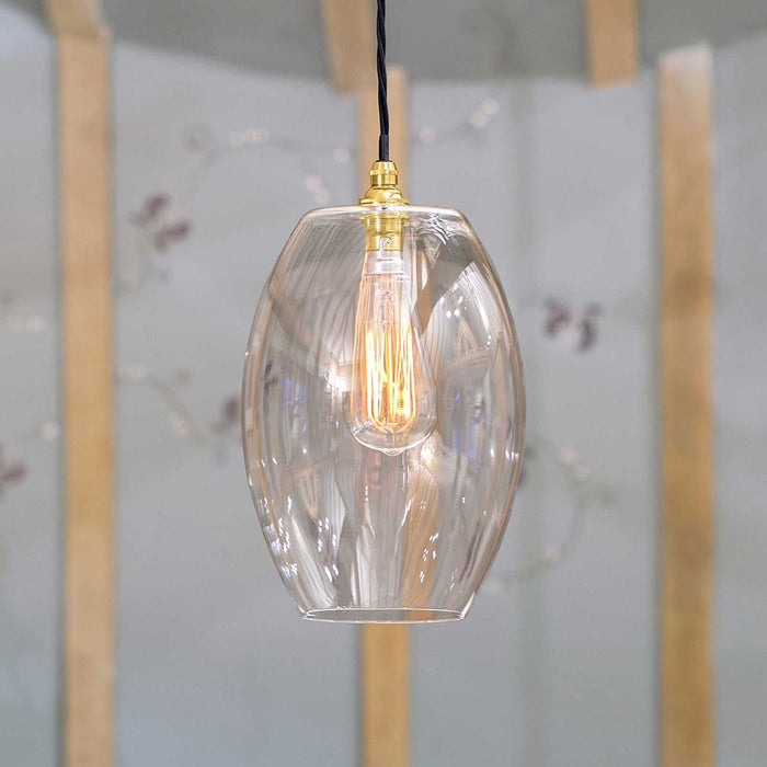 Camber Large clear handblown glass pendant light shade for modern and traditional interiors