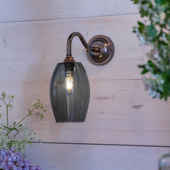 Camber Small Smoked Glass Shade wall light with elongated smoked glass for elegant ambient lighting