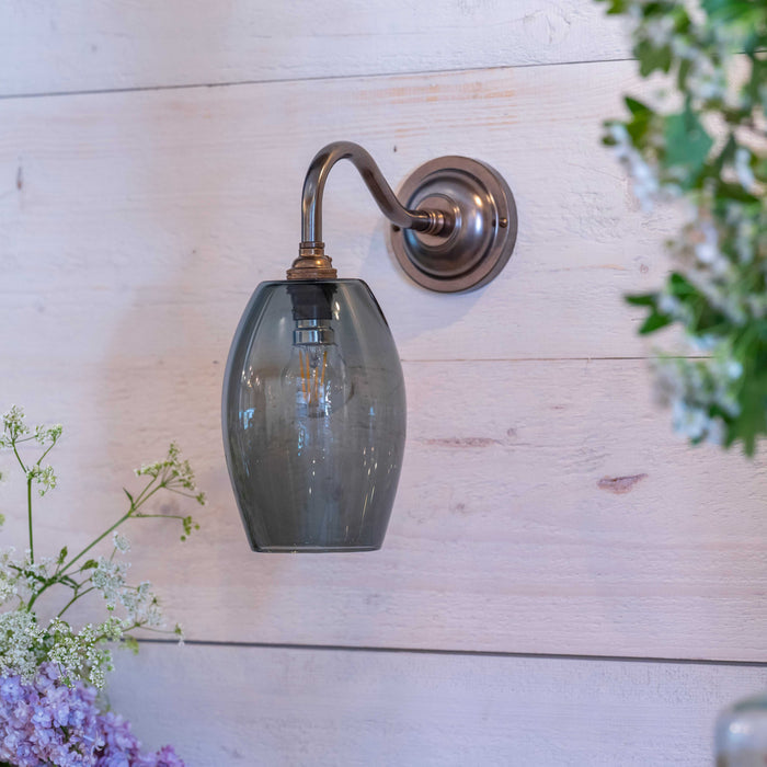 Camber Small Smoked Glass Shade wall light with elongated smoked glass for warm ambient lighting