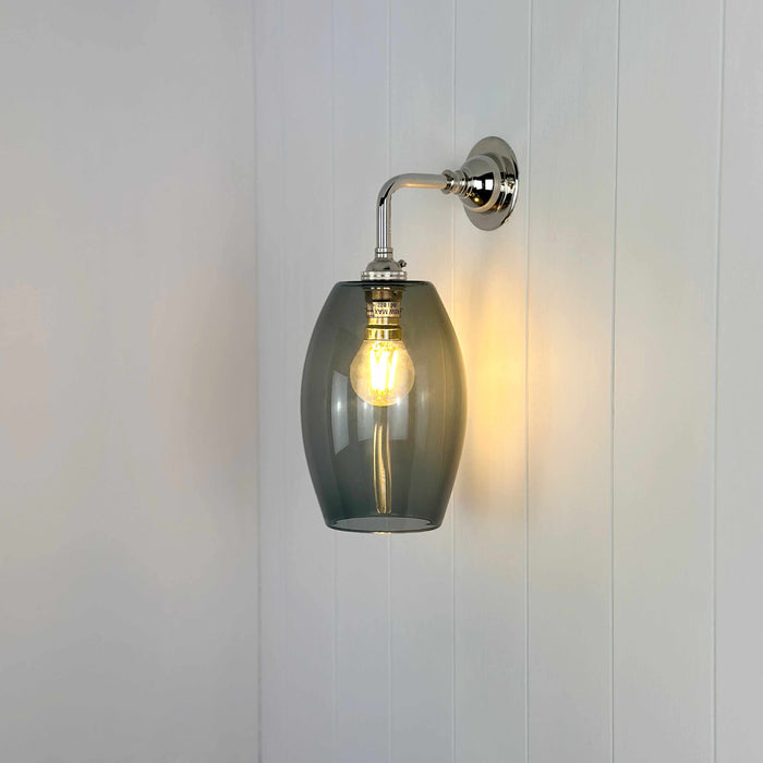 Camber Small Smoked Glass Shade wall light with elongated smoked glass for modern interiors