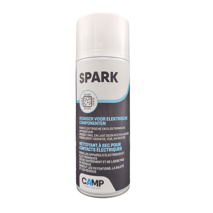 Spray can labeled 'Spark' on a white background