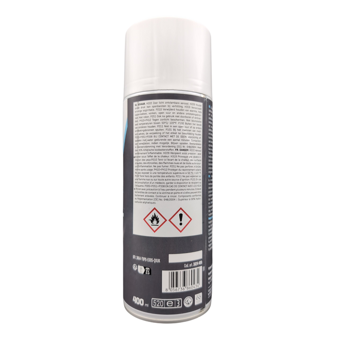 Aerosol can with a label on a white background