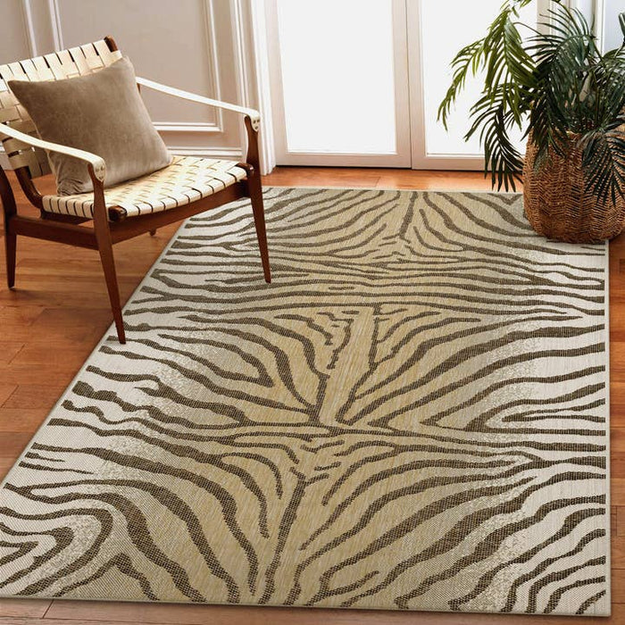 Carmel Zebra Indoor/Outdoor Rug – angled view