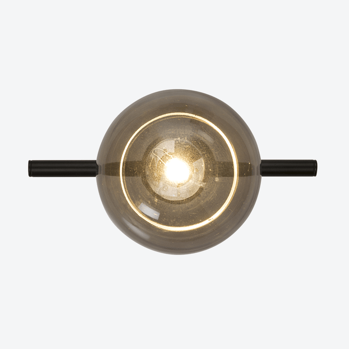 Caterpillar Wall A LED Indoor Wall Light With Yosh Smoke Round 100mm Glass