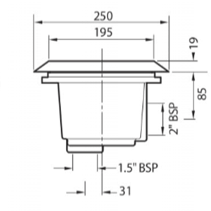 Certikin HD33L Black 6" Main Drain With Anti Vortex - Liner schematic h2ofun