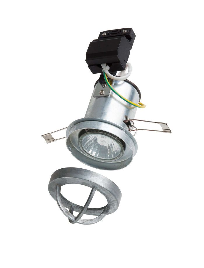 Chamonix Spotlight rustic cast zinc recessed ceiling light with removable metal cage for modern industrial interiors