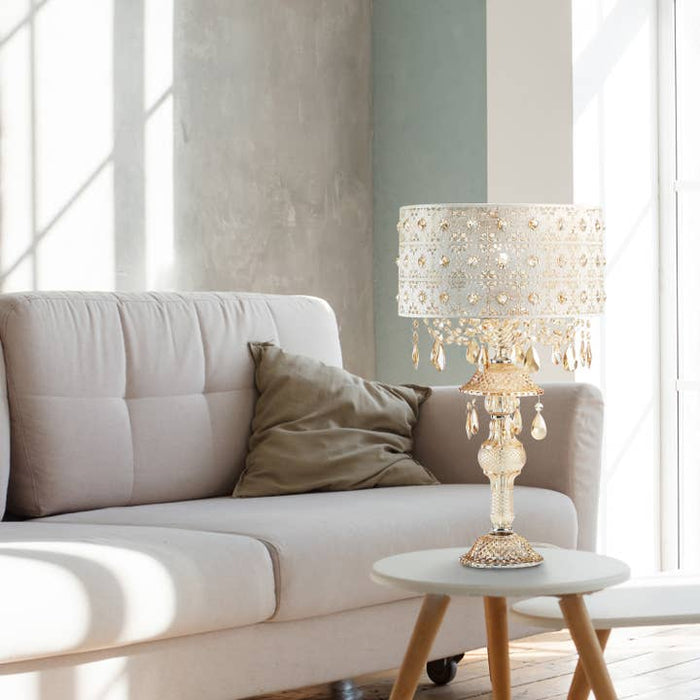 Champagne Jeweled Table Lamp – angled view