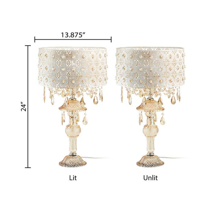 Champagne Jeweled Table Lamp – top-down view
