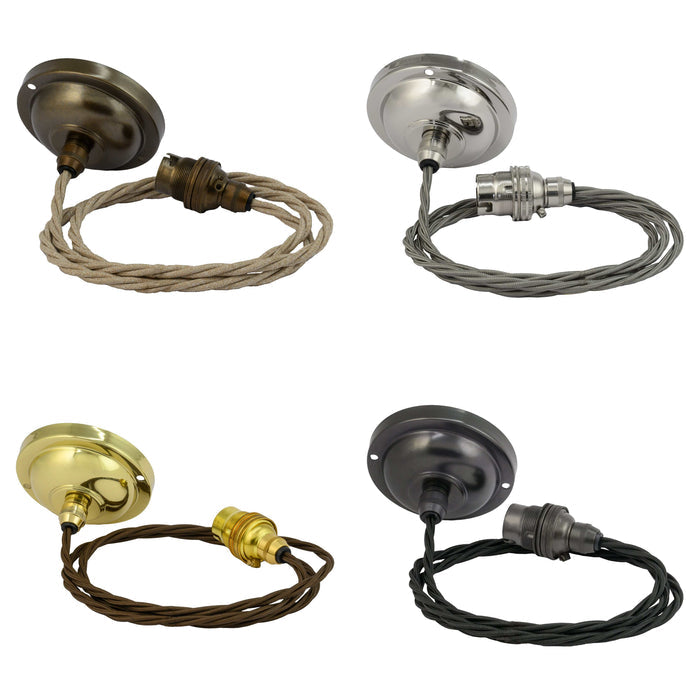 Cranbrook Collection B22 Pendant Light Fitting in multiple finishes with customizable cables and sleek design
