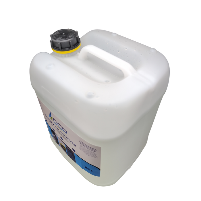 White plastic container with a black and yellow cap on a white background