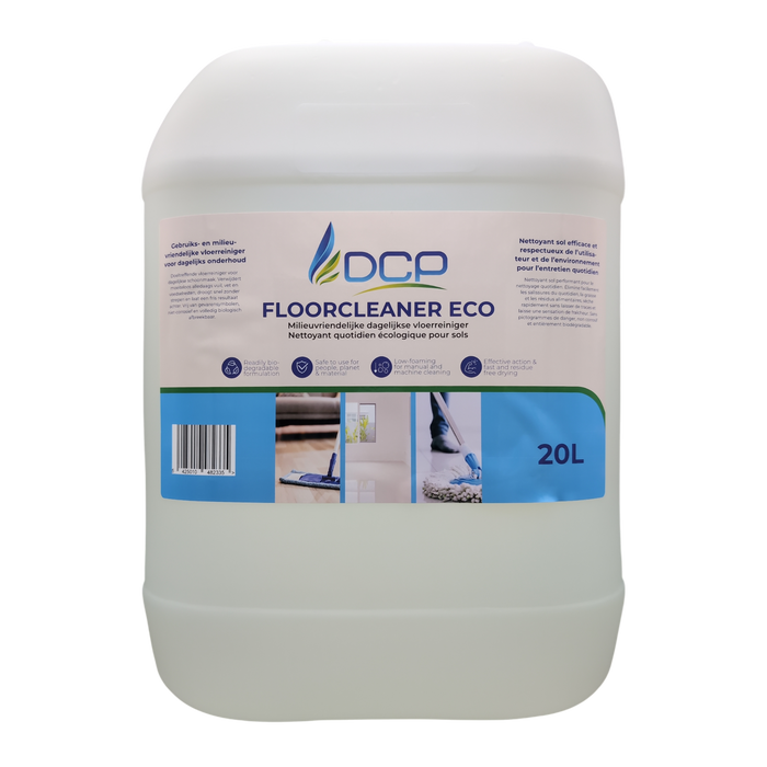 20L container of DCP Floorcleaner Eco on a white background