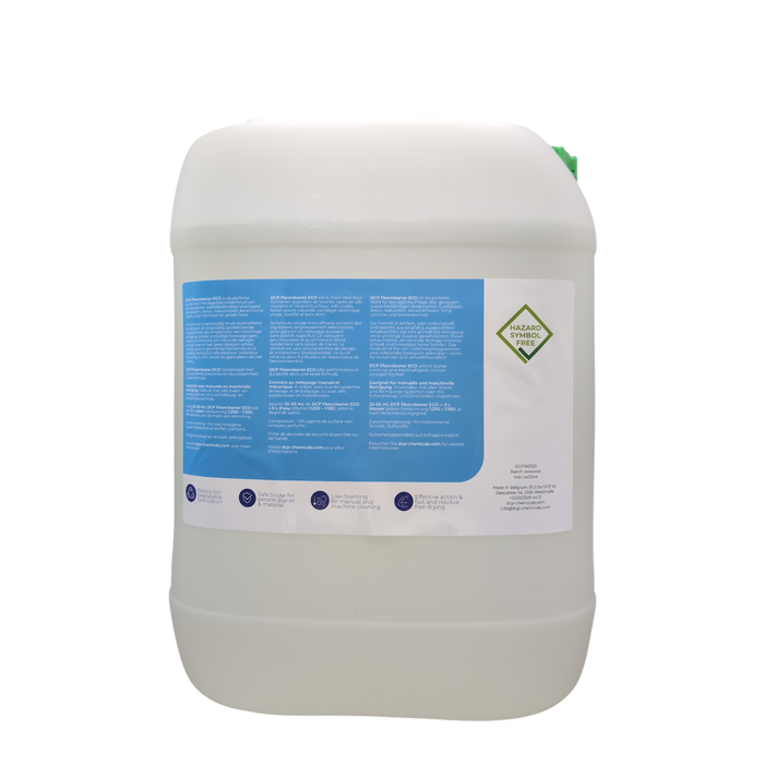 Large white container with a blue label on a white background