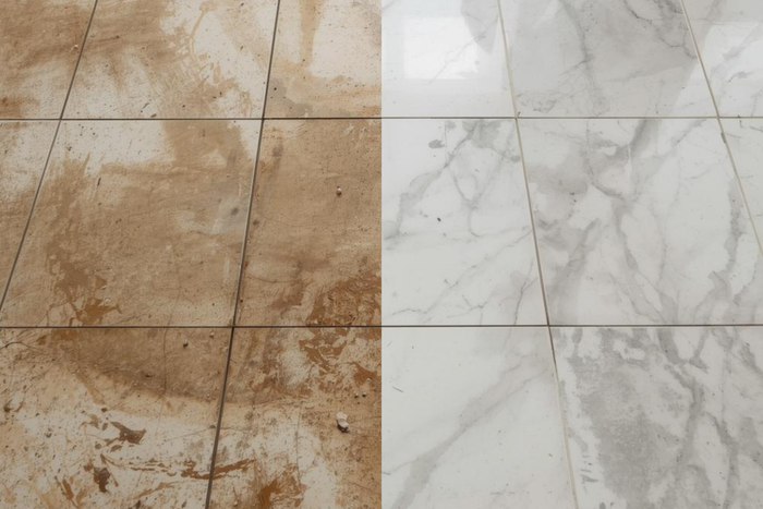 Dirty floor and clean floor with DCP Floorcleaner MAX