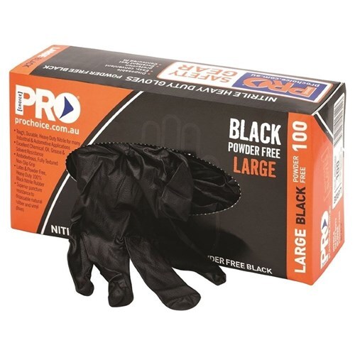 Disposable Nitrile Powder Free, Heavy Duty Gloves - Black [Size: Large] (Pack of 1)