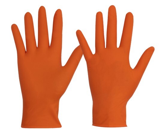 Disposable Nitrile Powder Free, Heavy Duty Gloves - Orange [Size: Medium] (Pack of 1)