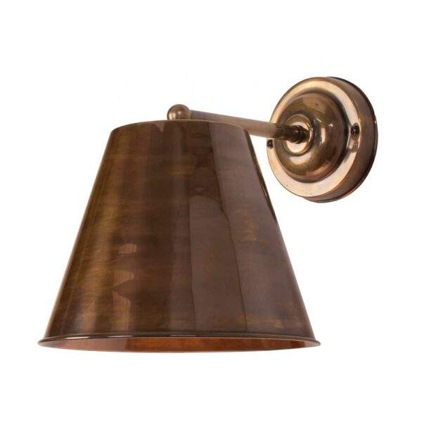 Large Henley Bell Wall Light in polished nickel with vintage brass finish, handcrafted solid brass design for elegant interior lighting